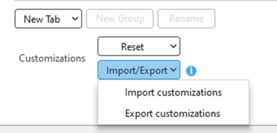 Import and export a .proExportedUI file to share customization options with others