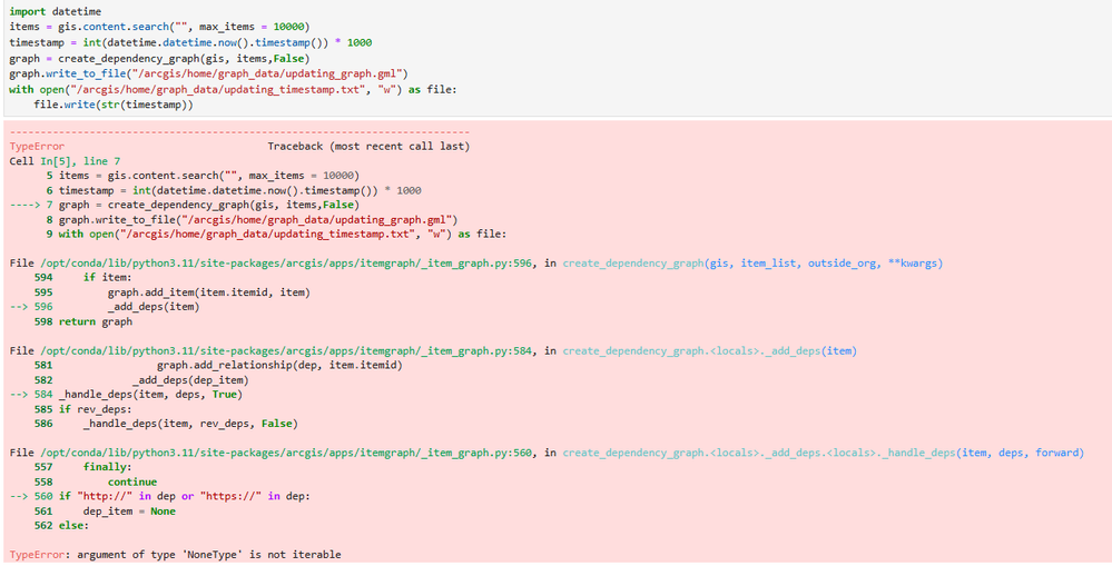 NoneType Error after following ESRI githup example notebook, using AGO Notebooks (Advanced v12)
