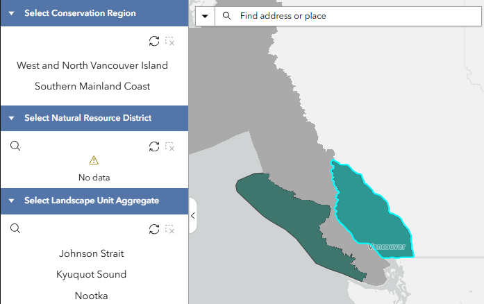 2. Selecting Region on Map - Filters List, conflicts with filter in (1)