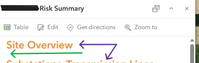 Purple arrows indicate loaded text elements. Green arrow shows where Arcade script appears once loaded (no scroll wheel)