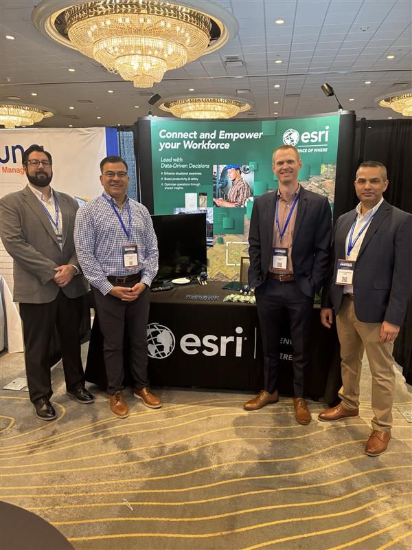 Gabriel Burns, Mark D'Alessio, Scott Noulis, and Sumant Mallavaram representing Esri at the Connected Worker: Energy Summit in Houston, Texas