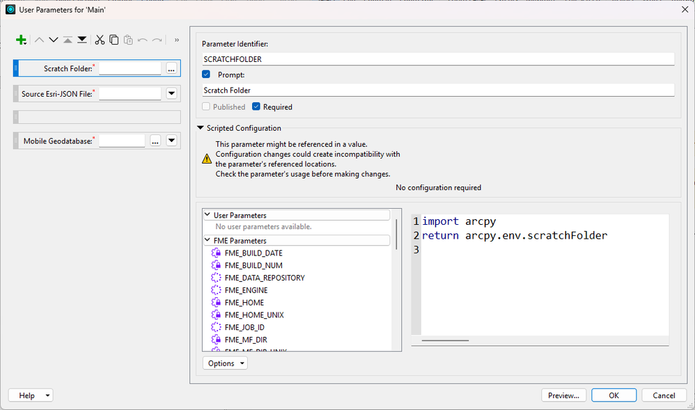 SCRATCHFOLDER scripted parameter