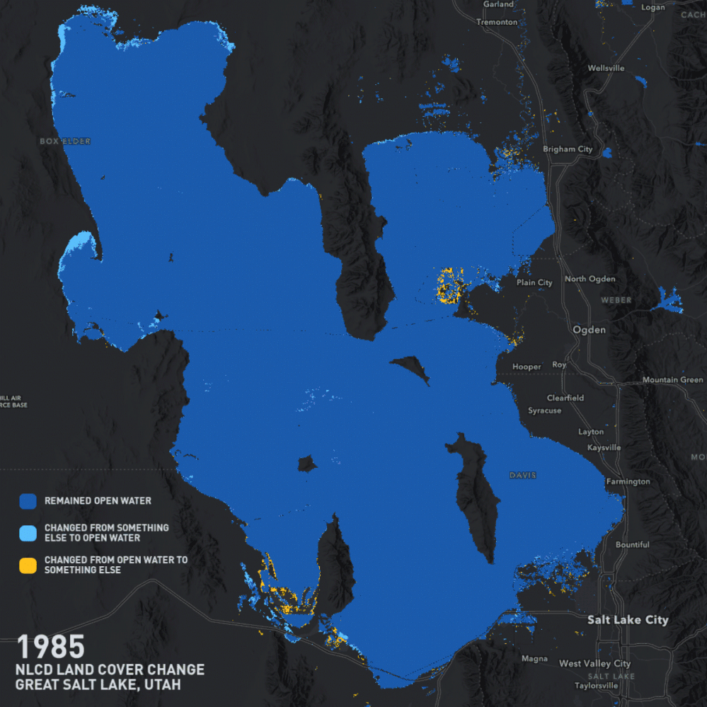GreatSaltLakeNLCD1985to2025.gif