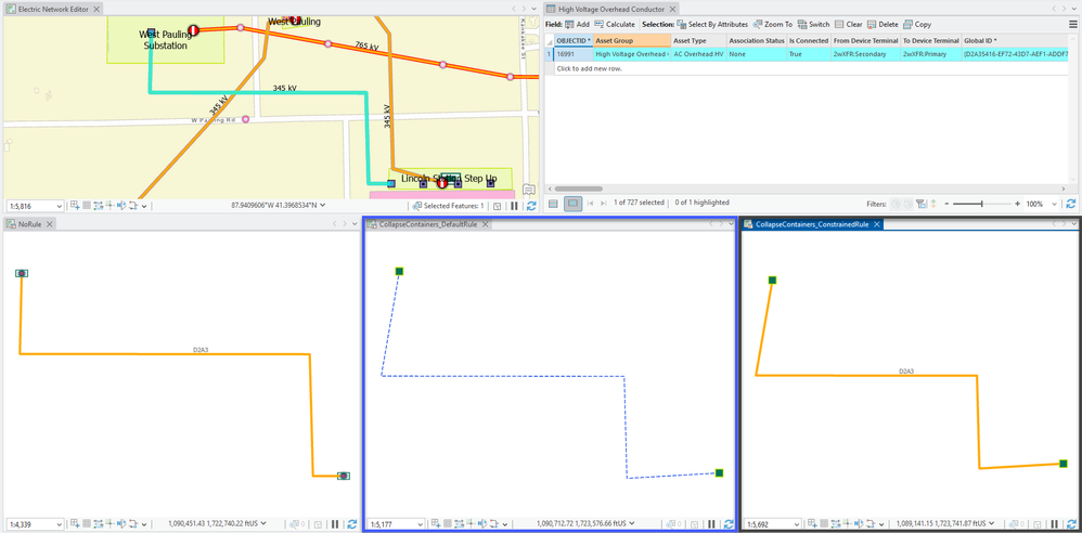 Sample diagrams generated with or without Collapse Containers rules