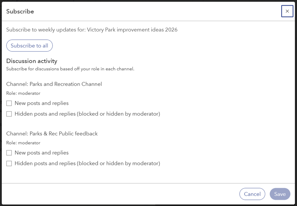 Figure 5: Subscription options modal