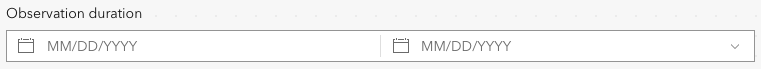 Label followed by two side-by-side text input fields, each featuring a calendar icon and MM/DD/YYYY placeholder text