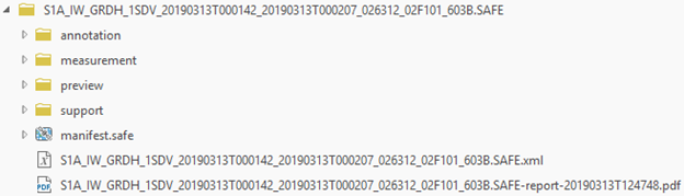 The “manifest.safe” file acts as an entry point for the imagery and metadata, allowing ArcGIS Pro to interpret the dataset correctly. Credit: Copernicus Sentinel data 2019.