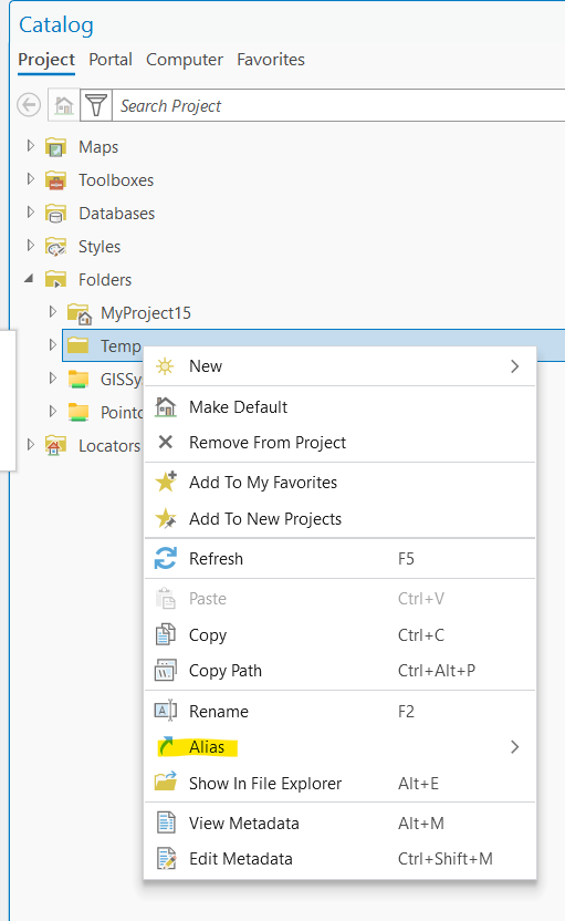 local folder context menu