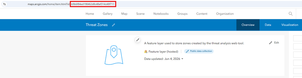 The item ID of your feature layer can be found in the URL of the item's page