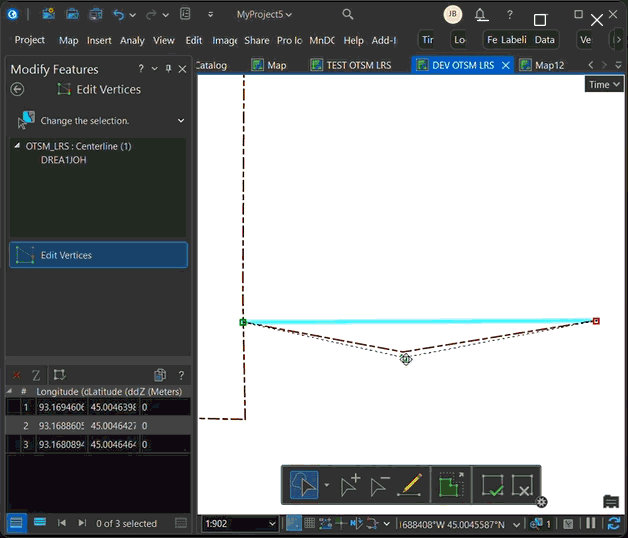 Edits in map window are blocked.