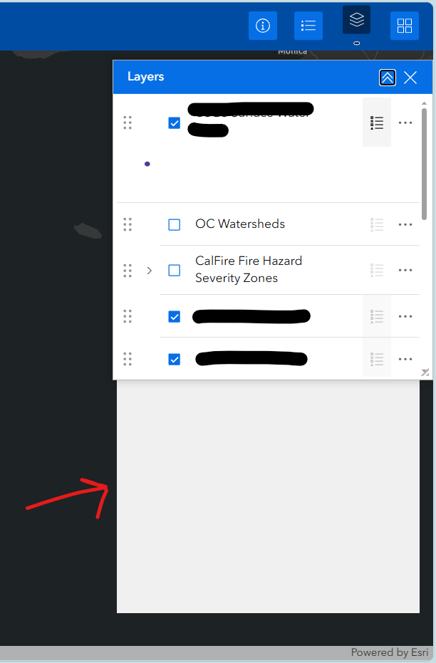 random gray box under Layers widget