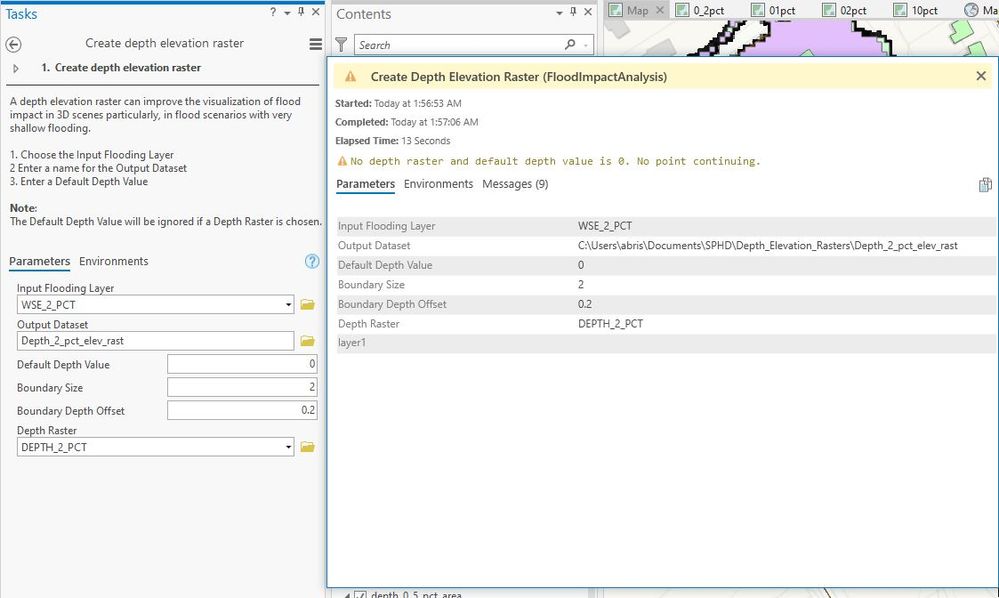 Creating Depth Elevation Raster Error