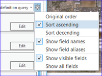 Field settings set to Sort ascending