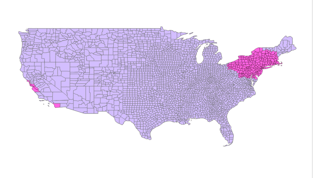 Red counties are missed from the final table