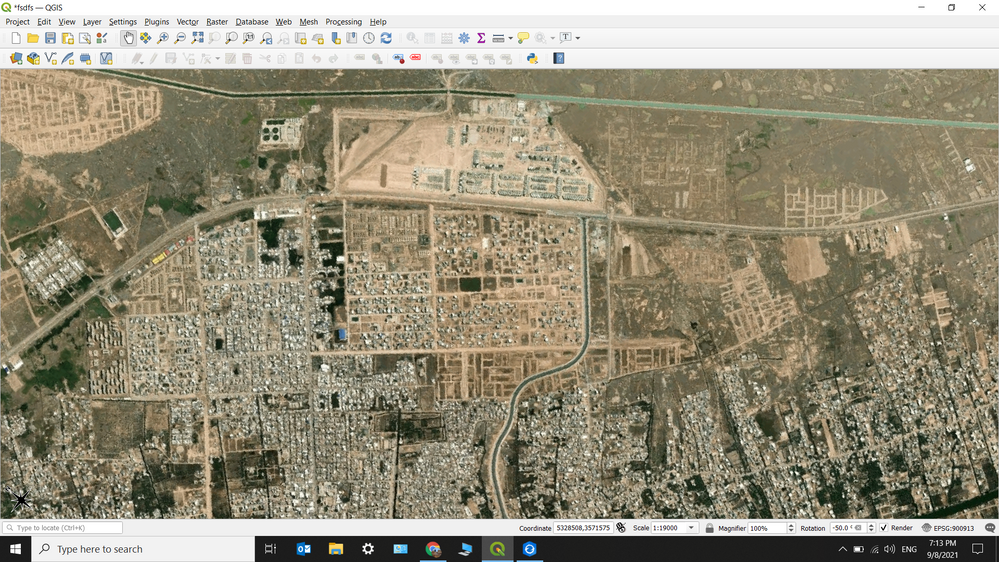 QGIS before zooming (Using the same tiles from Maxar)