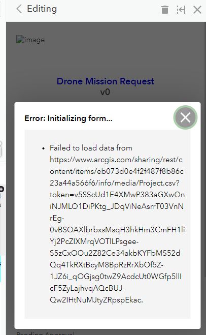 Error appears after selecting edit