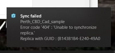 Sync failed message in Windows Collector