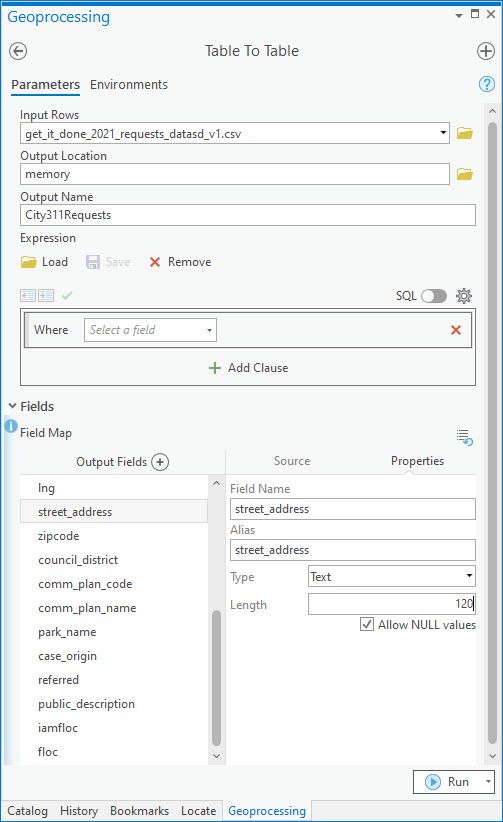 Table to Table Field Map Example