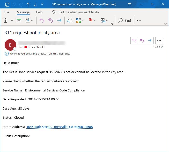 Email from the ETL process