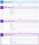 Manually triggering the flow and creating three supporting variables