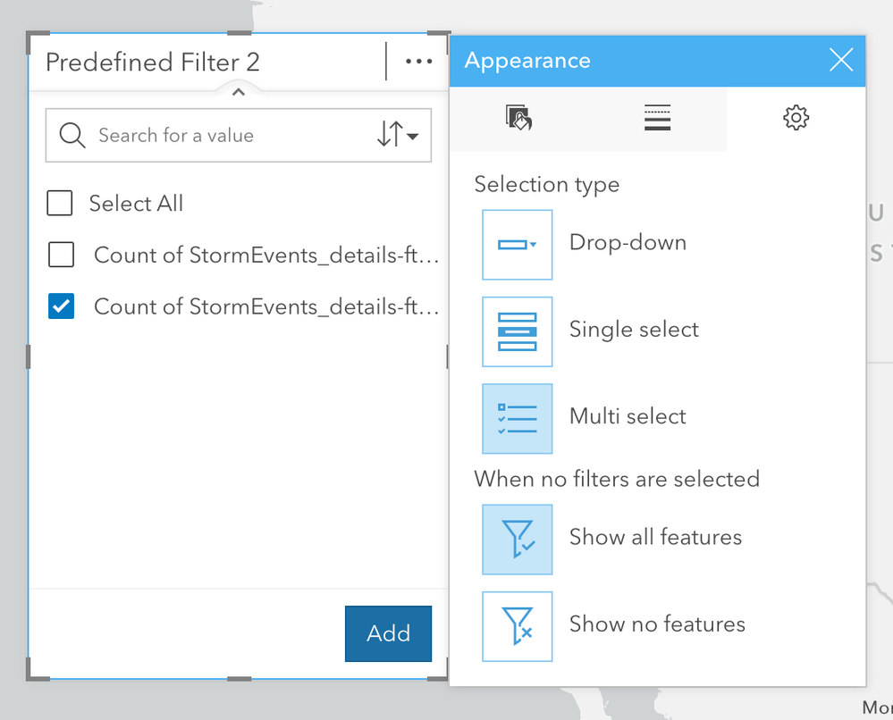 Current options for predefined filters to help your visualization users interact with data.