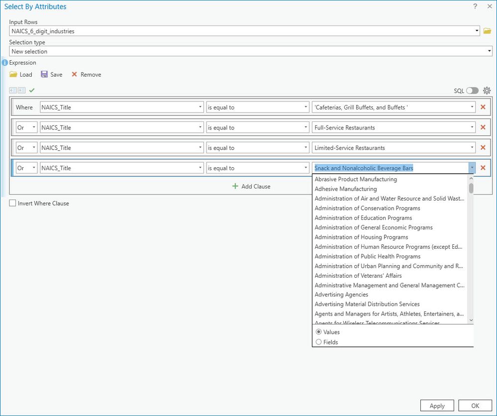 Industry Classes by SQL Query
