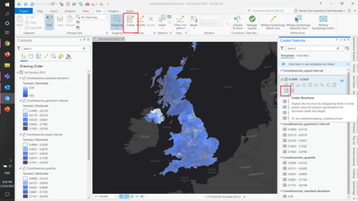 Create Features button to open the create features pane, then we should see it on the left if we have the correct licensing (highlighted in small red box)