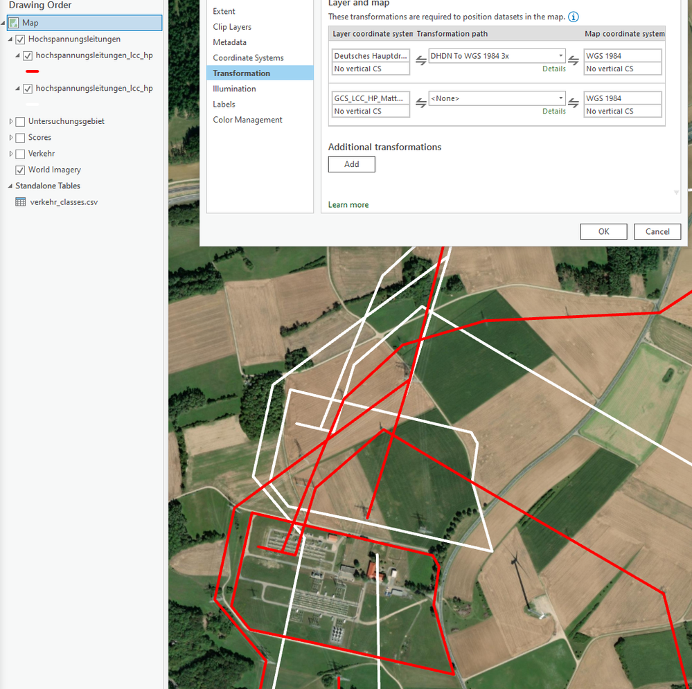 same copied shapefiles - no transformation applied