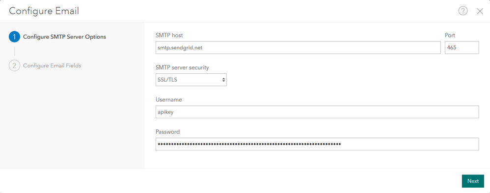 Configure the SMTP Server with the SendGrid settings