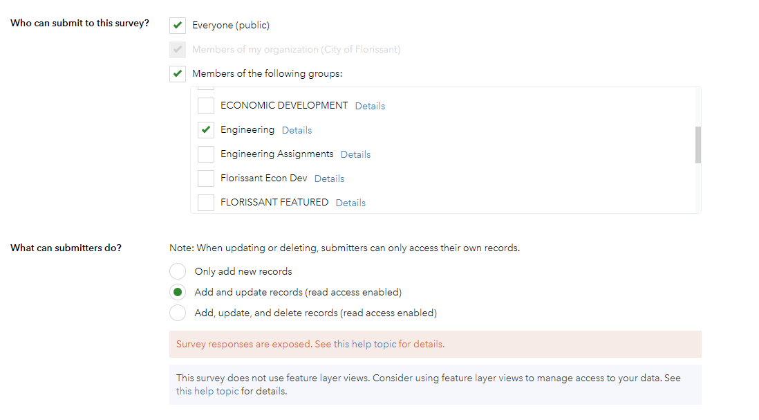 Shared Survey Results: Cannot display results for ... - Esri Community