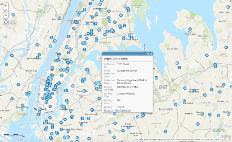 This layer has 10,420 urgent care center location records