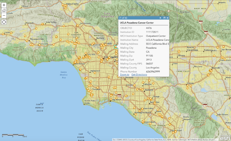 Data layer of 5,786 records of outpatient facilities that specialize in oncology