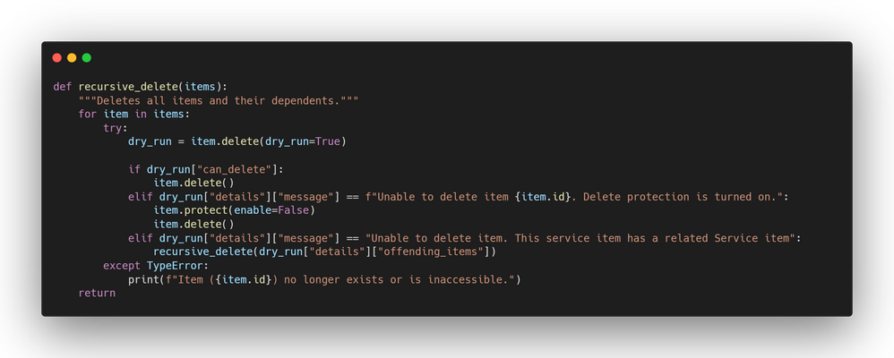 recursive_delete() function -- code snippets throughout blog