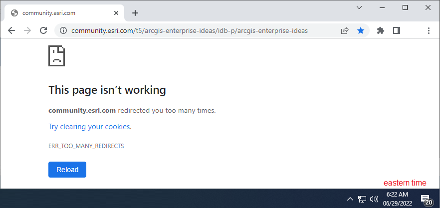 Error: "community.esri.com redirected you too many... - Esri Community