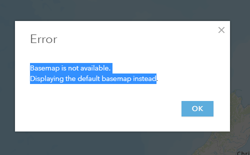 ERROR: Basemap is not available. Displaying the de... - Esri Community