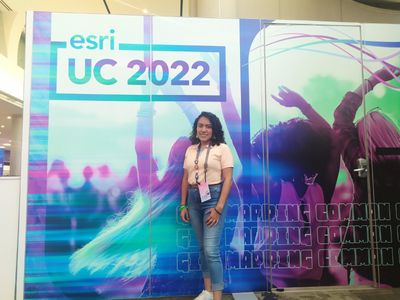 Diana Catalina Beltran Huertas at the 2022 User Conference fulfilling a 1-week assistantship with Esri