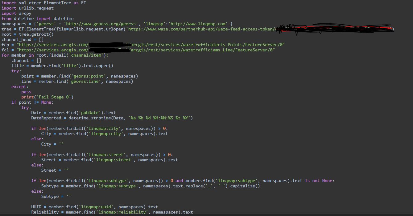 Python Script to ingest Waze data into ArcGIS Onli... - Esri Community