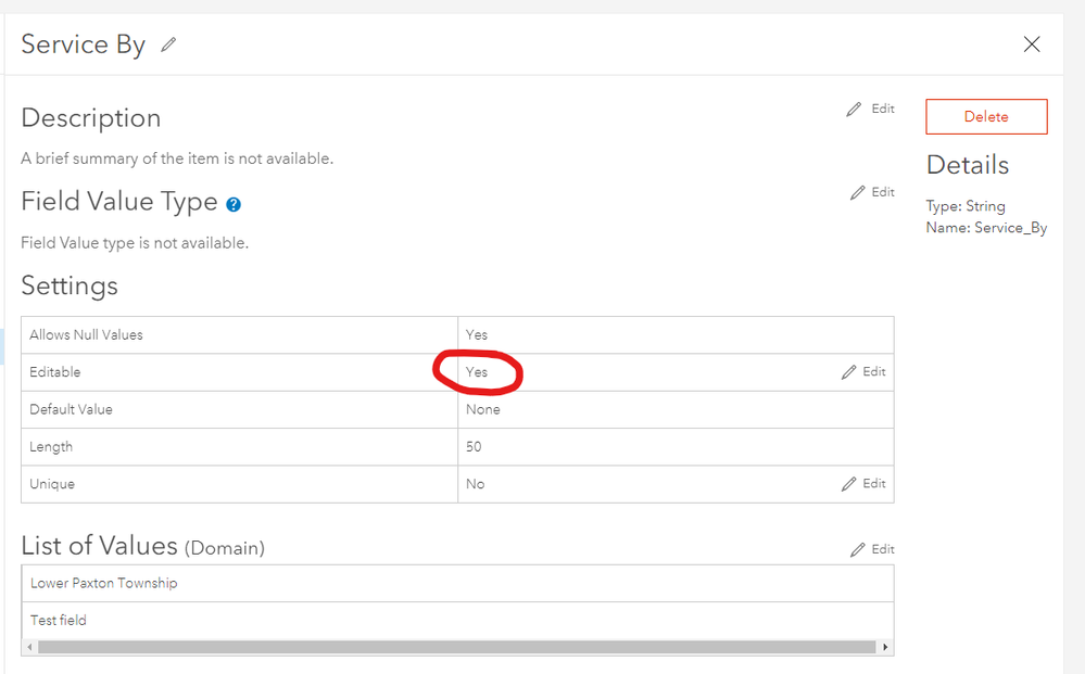 field set to editable