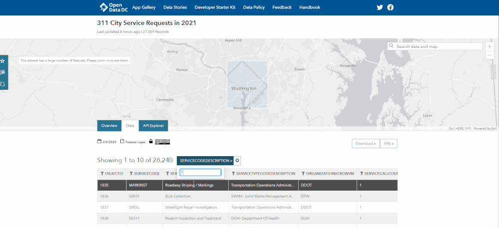 311 City Service Requests for "Tree"