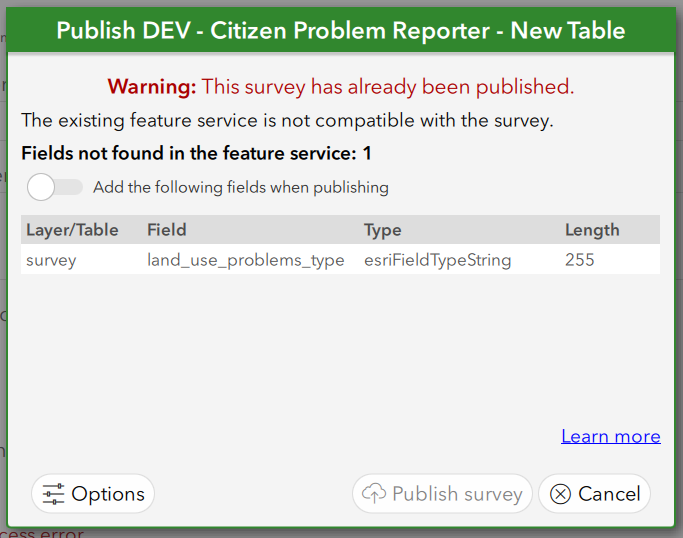 The survey contains errors: 1. Click here to go to an error.” at