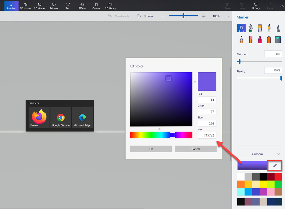 Paint 3D Color Picker