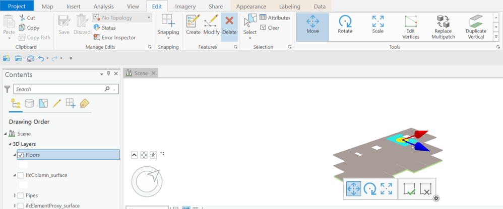 Figure 4: using edit tools to georeference feature classes