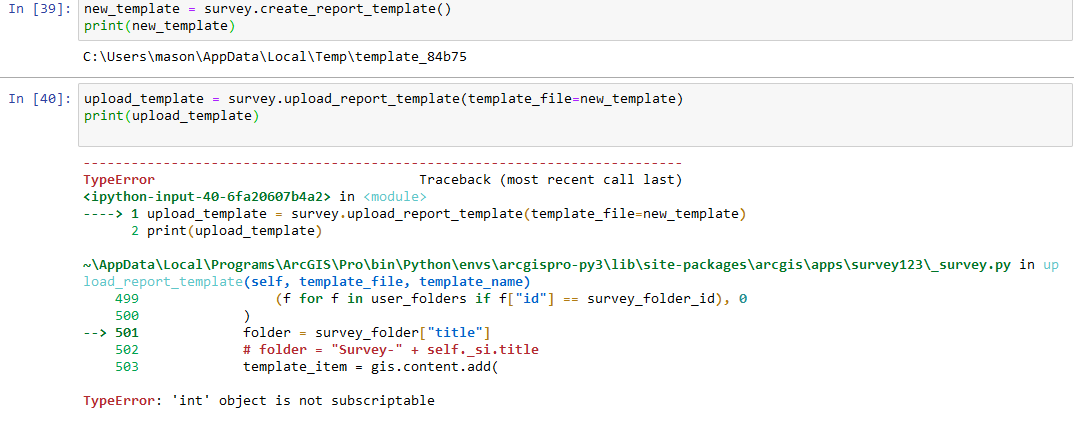 Solved: Int Object Is Not Subscriptable When Uploading Tem... - Esri  Community