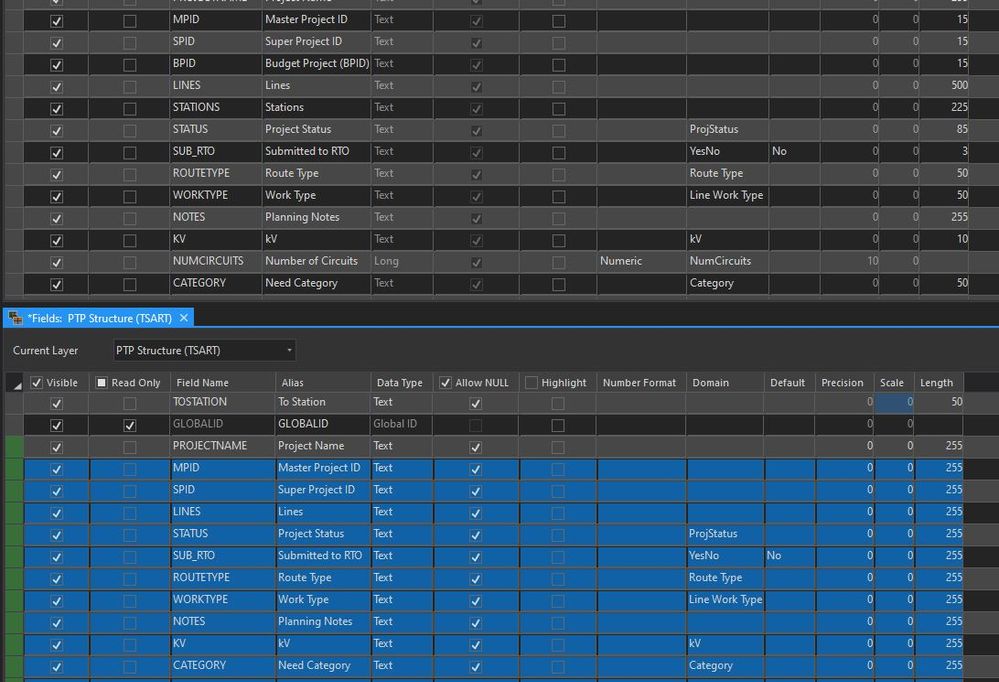 Blue fields are pasted and reverted to default length.