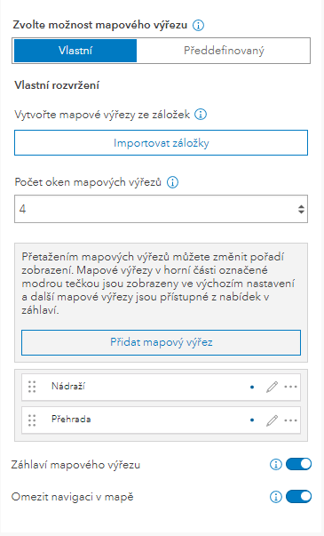 Vlastní rozvržení mapových výřezů
