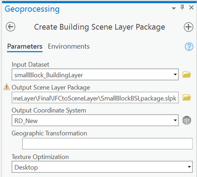 Figure 10: Create Building Scene Layer Package tool