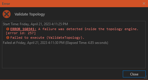 Error 160341: A failure was detected inside the topology engine.