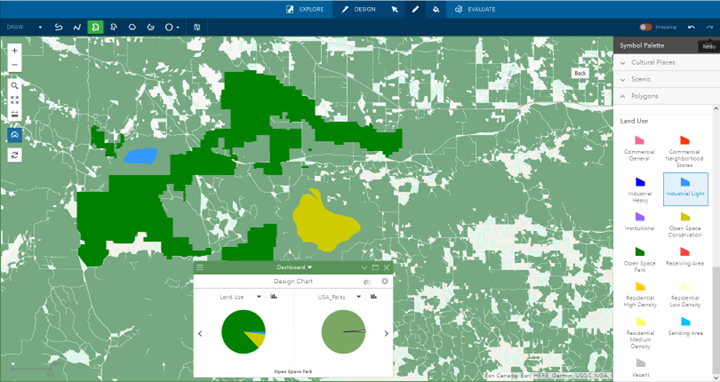 Draw more features using symbology from the symbol palette and see how charts in the Dashboard are impacted.