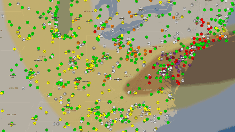 Map In A Minute Map Smoke From Canadian Wildfires Esri Community   Large