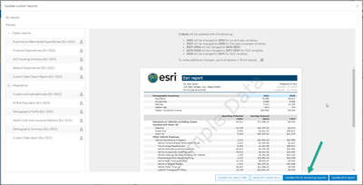 Update custom reports